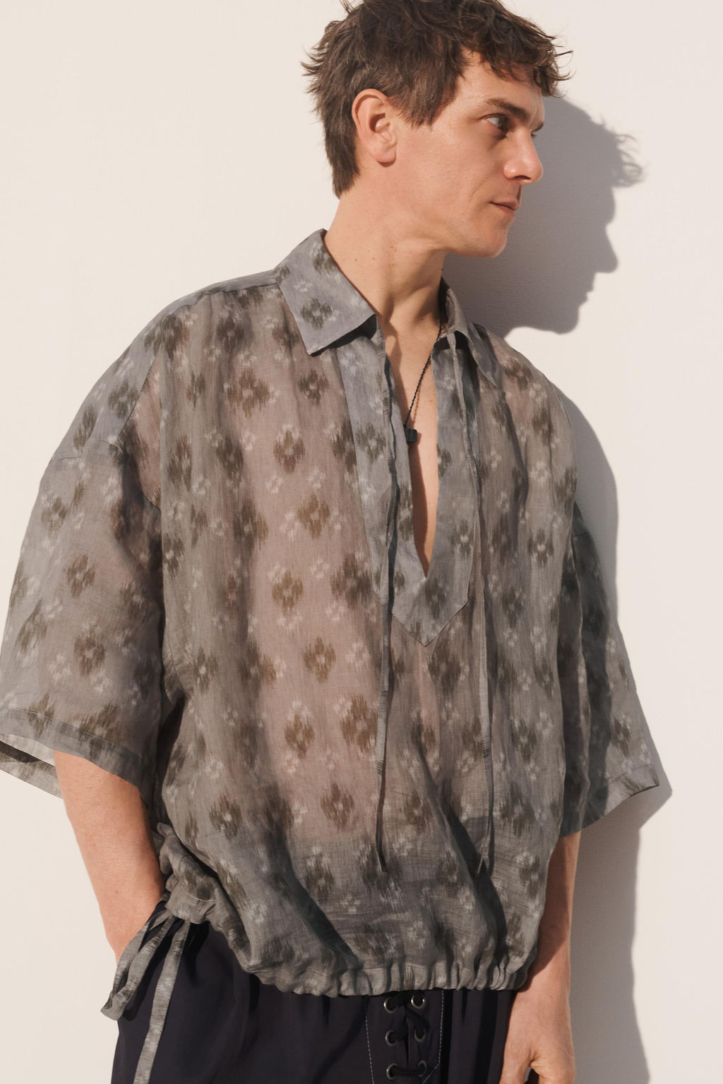 CAMISA POLO BOXY FIT 100% RAMIO / Estampado - Zara фото 2