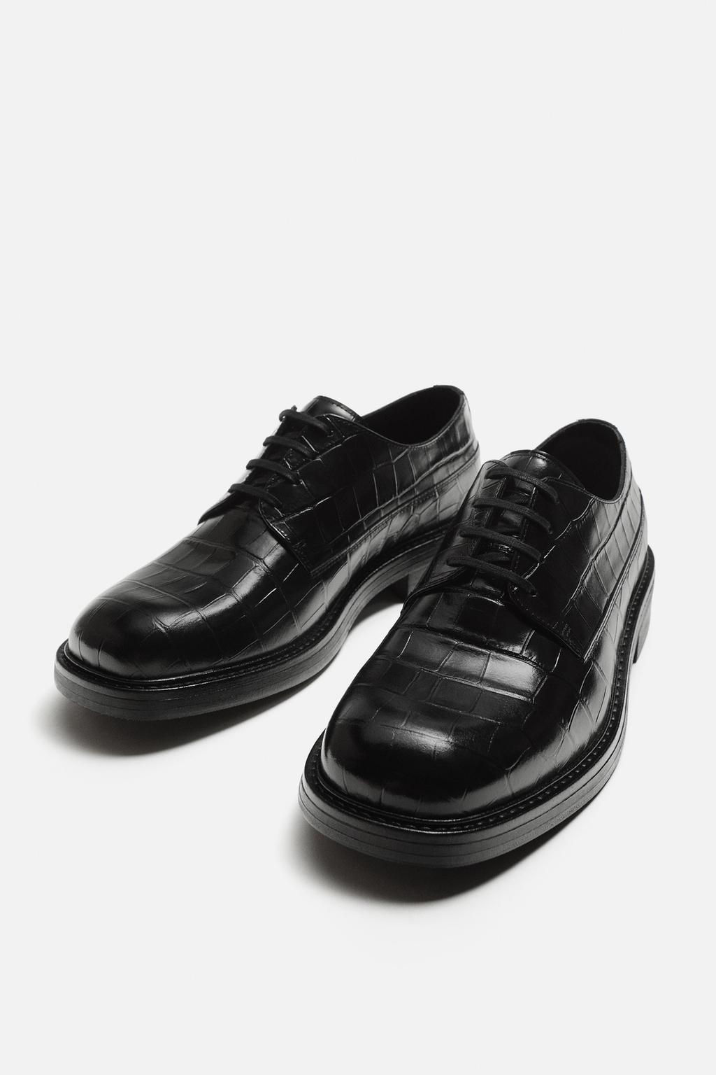 LEATHER EMBOSSED SHOES - Zara фото 4