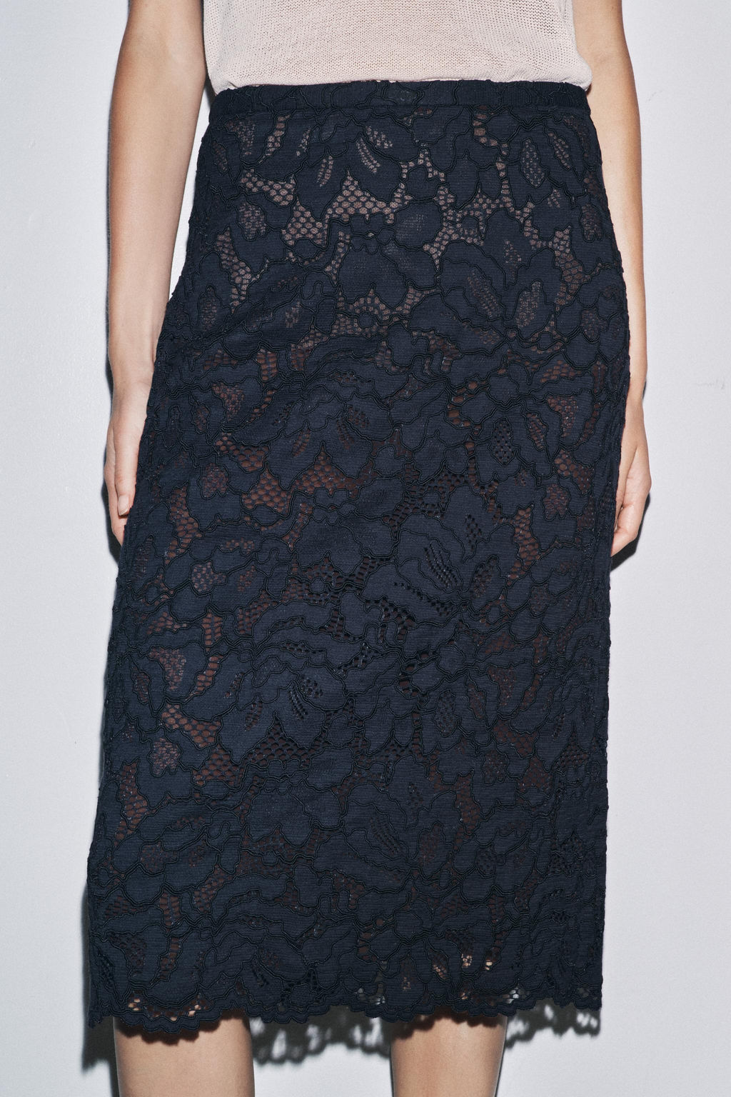 ZW COLLECTION LACE MIDI SKIRT - Zara фото 11