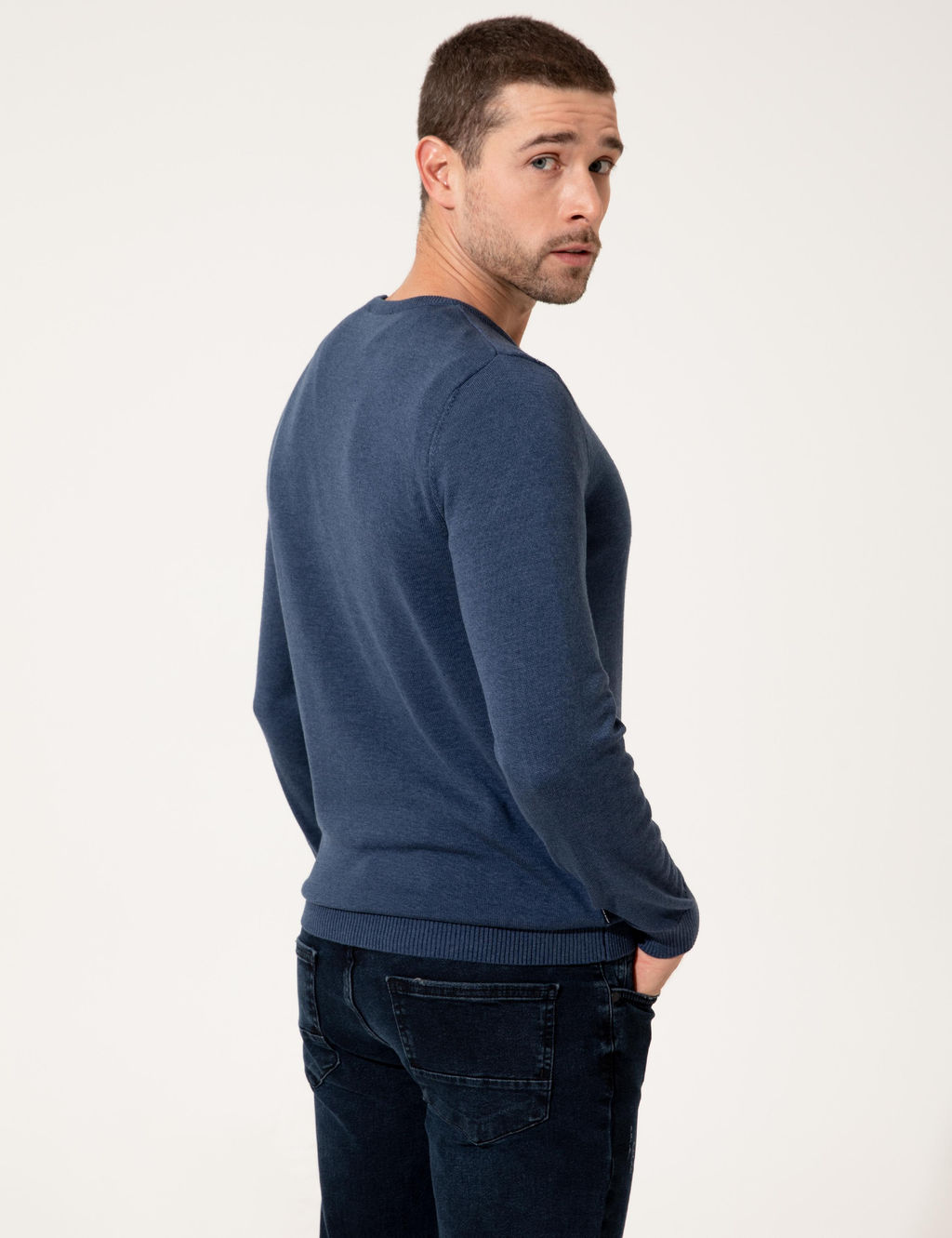 _ndigo Melanj Slim Fit Bisiklet Yaka Basic Triko Kazak - Pierre cardin фото 5