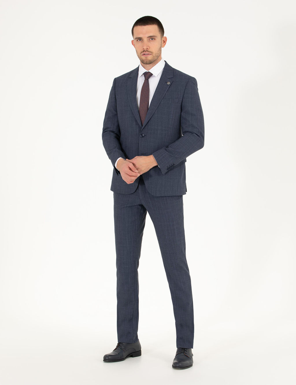 _ndigo Slim Fit Y_n Kar___ml_ Tak_m Elbise