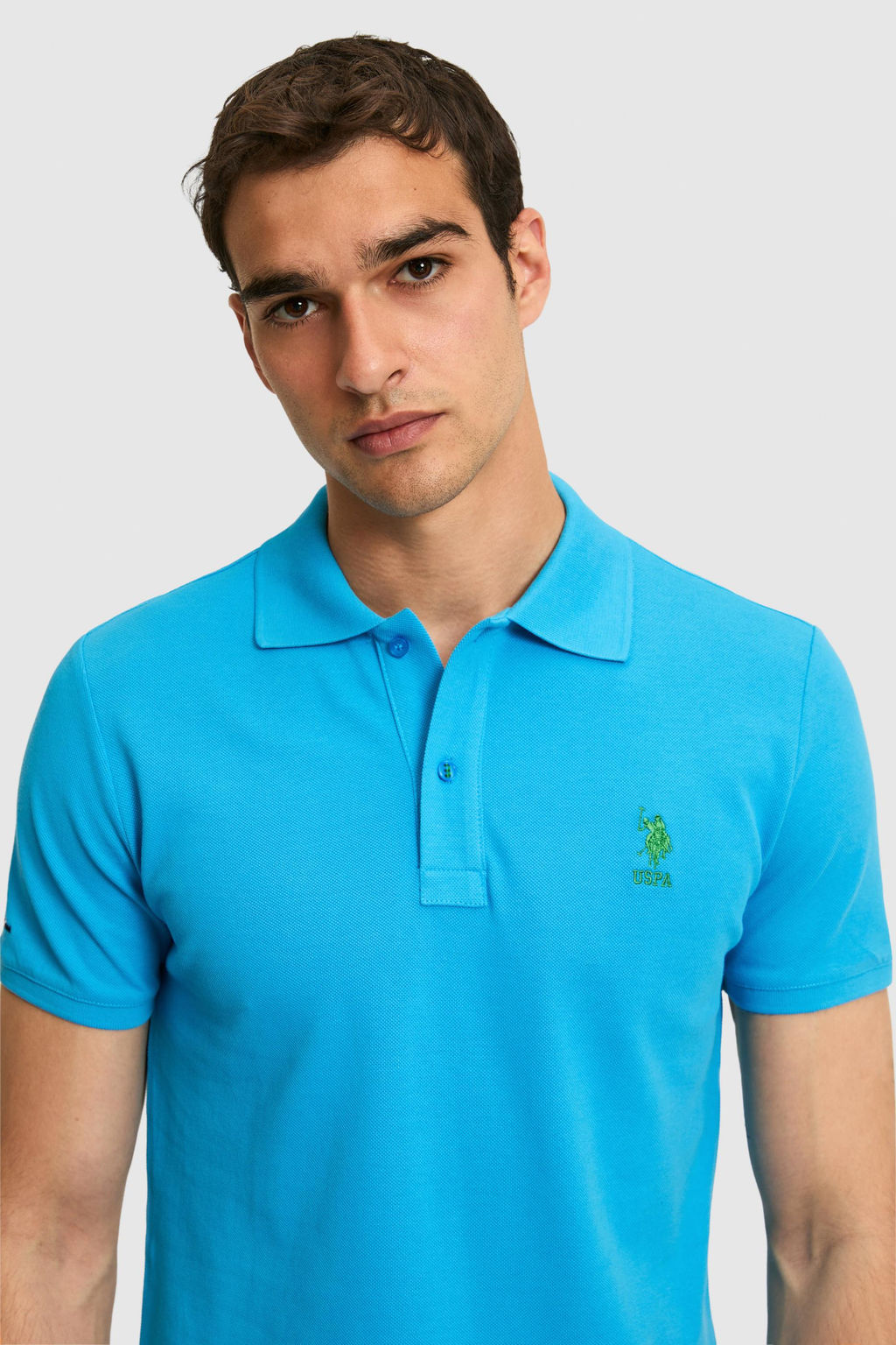 Erkek Slim Fit Polo Yaka Kobalt Mavi Basic Ti__rt