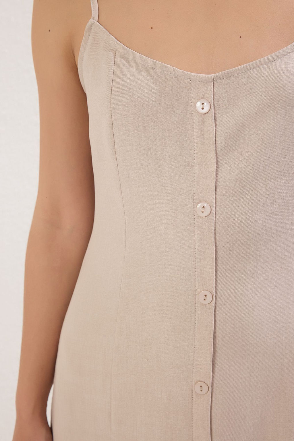 Tas Dugmeli Midi Dokuma Gomlek Elbise TWOSS25EL00286 - Trendyolmilla фото 3