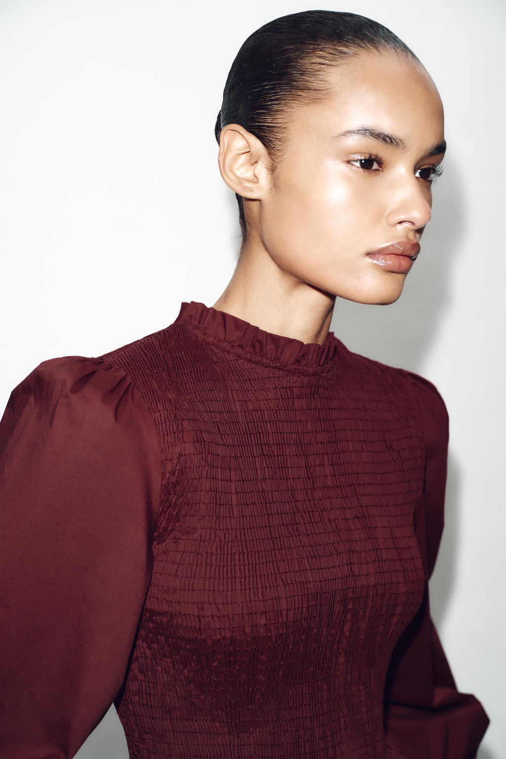 CAMISA NIDO DE ABEJA / Burgundy - Zara фото 4