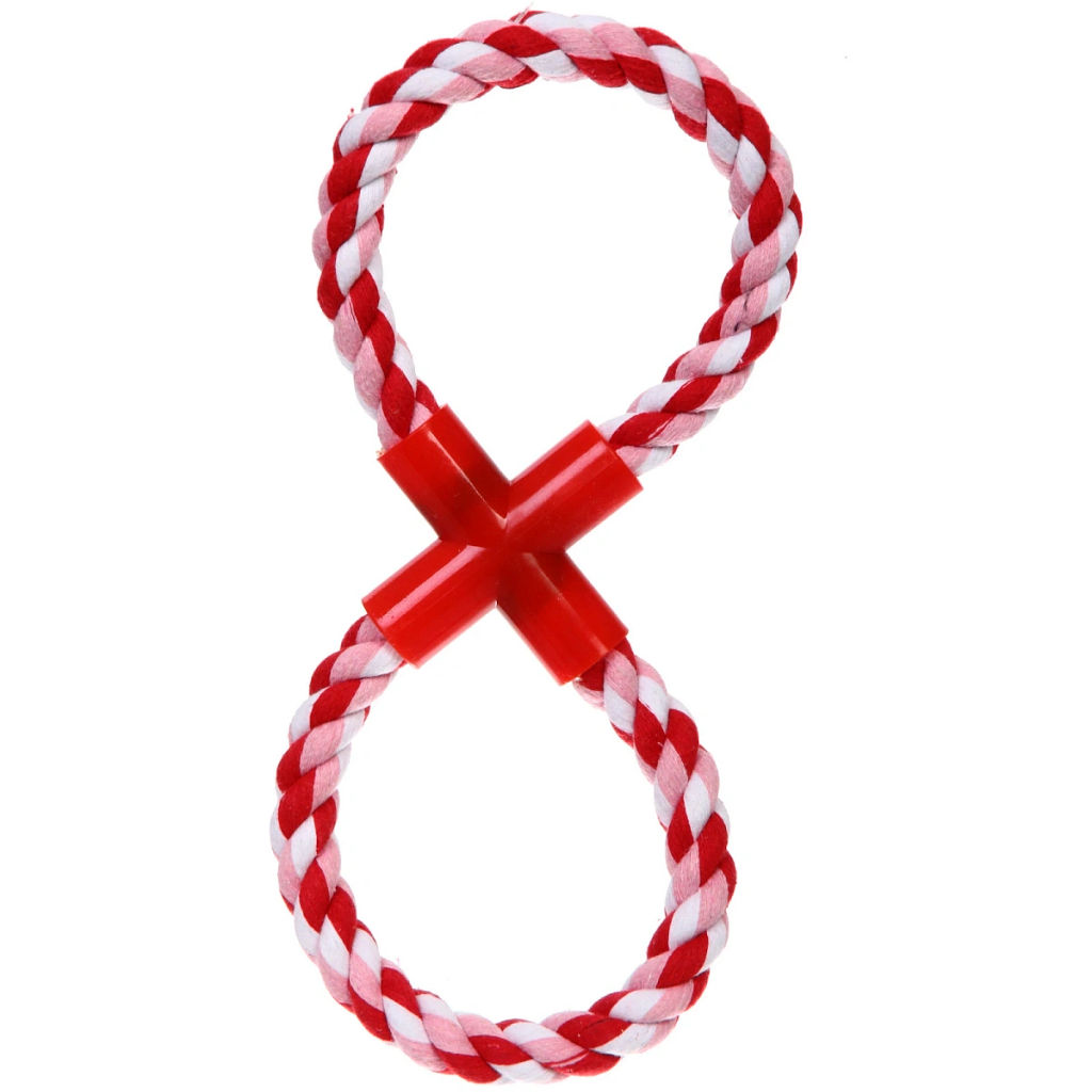 Цена за 4 шт. Игрушка - канат для собак средних и крупных пород "НЕСКУЧАЙКА", цвет красный 25*10*4см