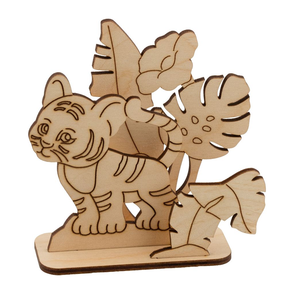Заготовка для декорирования Mr. Carving ВД-1023 Тигренок в джунглях фанера 3.5 х 10 х 10 см