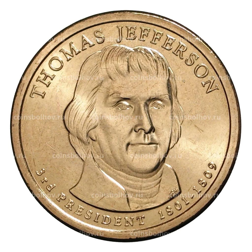 1 доллар 2007 года D Томас Джефферсон 3-й президент США