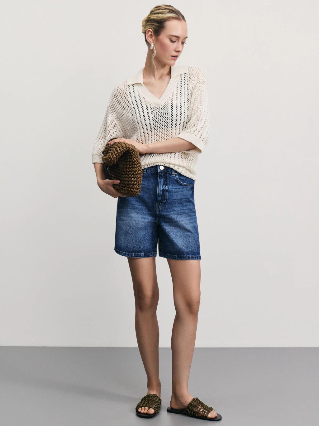 Джинсовые шорты А-силуэта / Zarina  фото 2