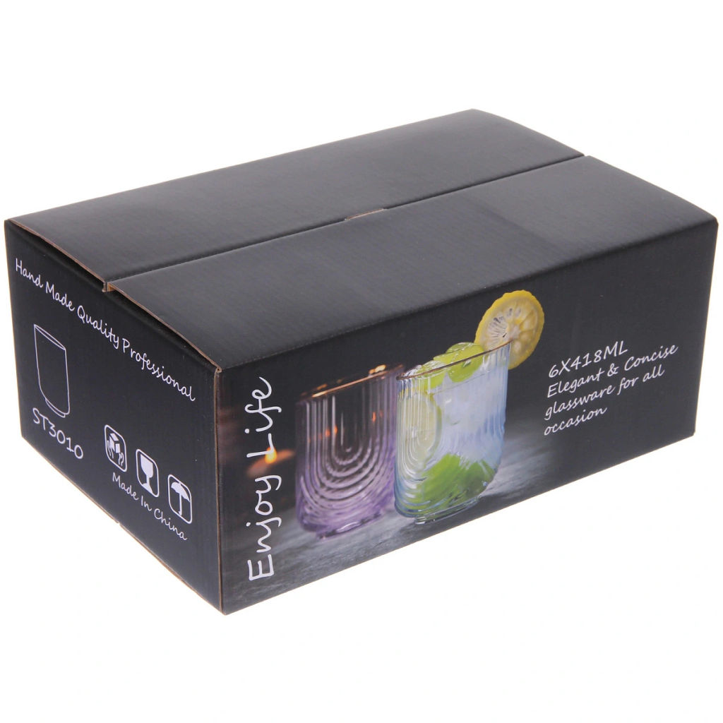 Стакан низкий 380мл "Enjoy Life" в наборе 6шт, цвет голубой