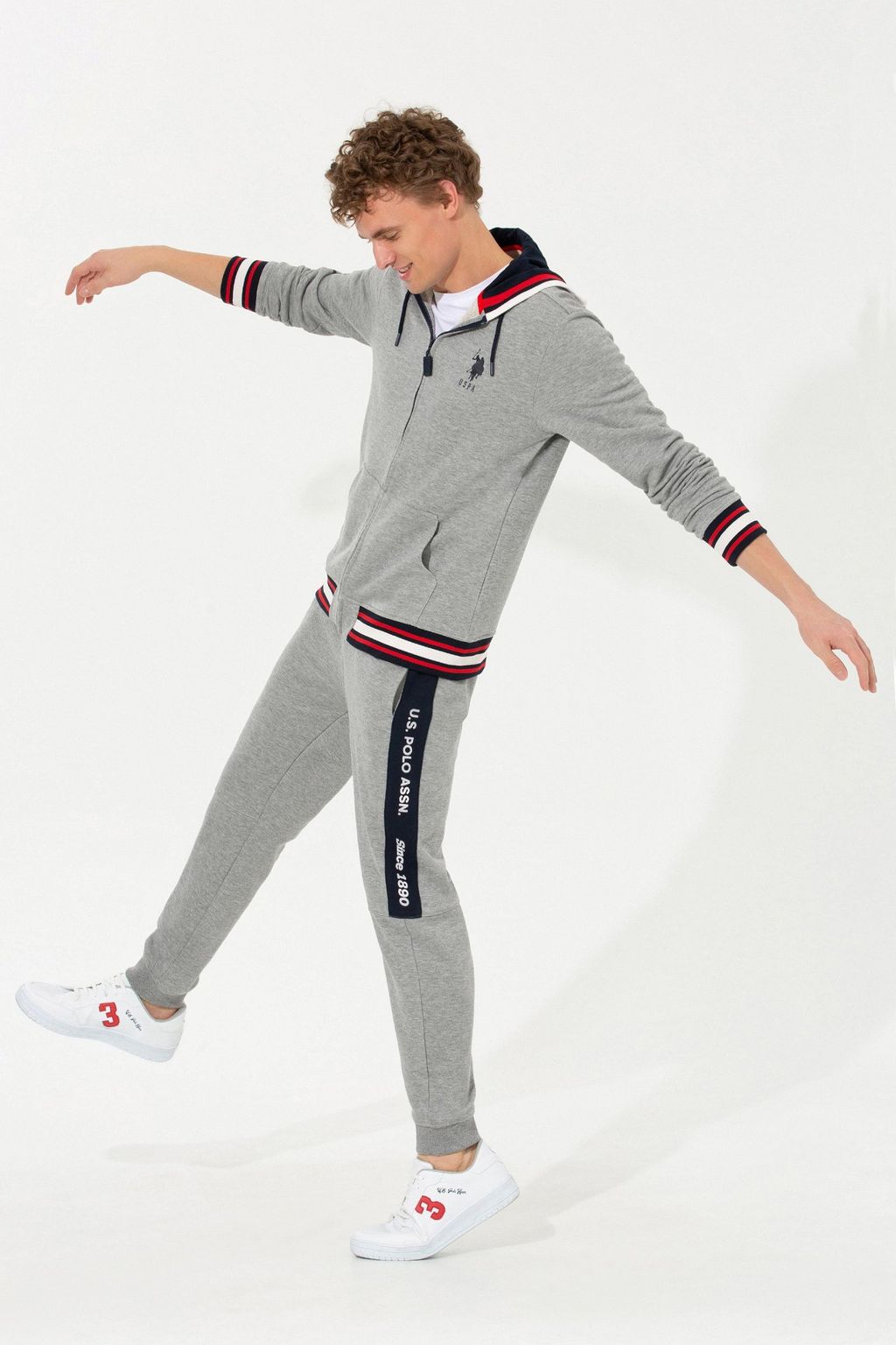 U. S. Polo Assn / Мужские серые меланжевые спортивные штаны - U.s. polo assn фото 3