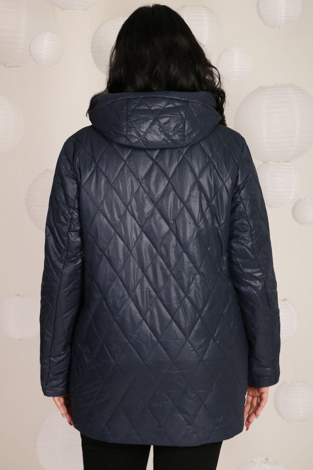 Куртка темно-синяя женская с капюшоном больших размеров - Almond фото 3