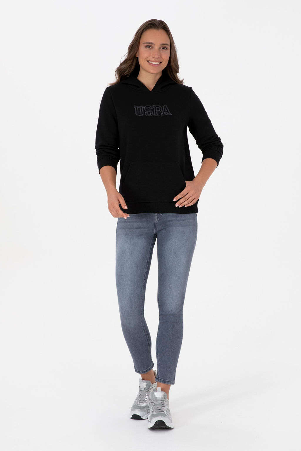 Kad_n Siyah _ardonlu Kap__onlu Basic Sweatshirt - U.s. polo assn фото 4