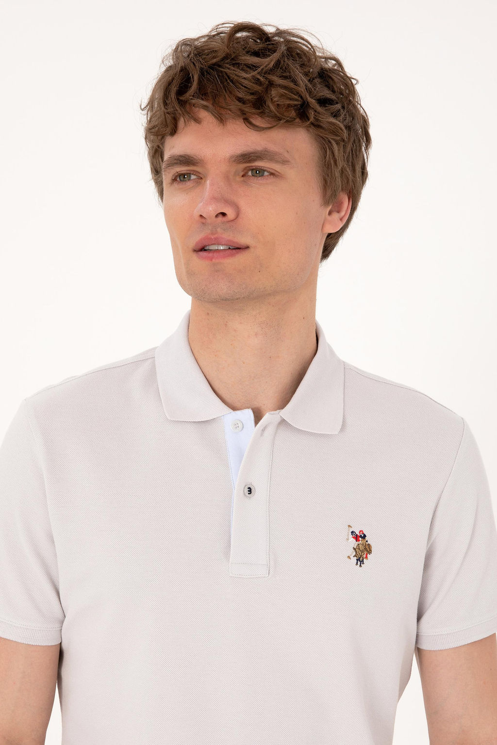 Erkek Slim Fit Polo Yaka A__k Gri Basic Ti__rt Sepette S_rpriz _ndirim - U.s. polo assn фото 2