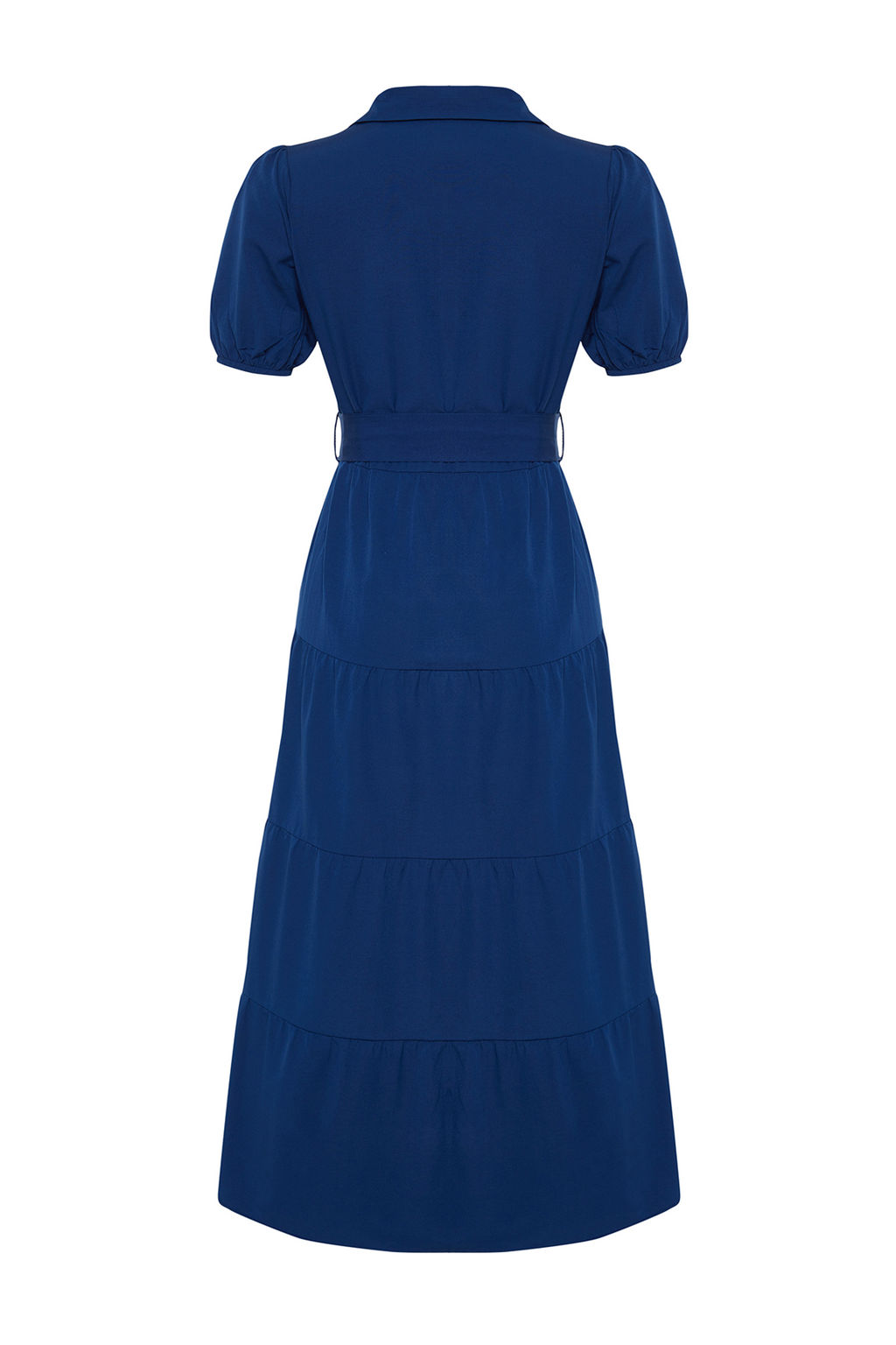 TRENDYOLMILLA Indigo Genis Kesim Gomlek Yaka Maxi Dokuma Elbise TWOSS24EL00861  фото 8
