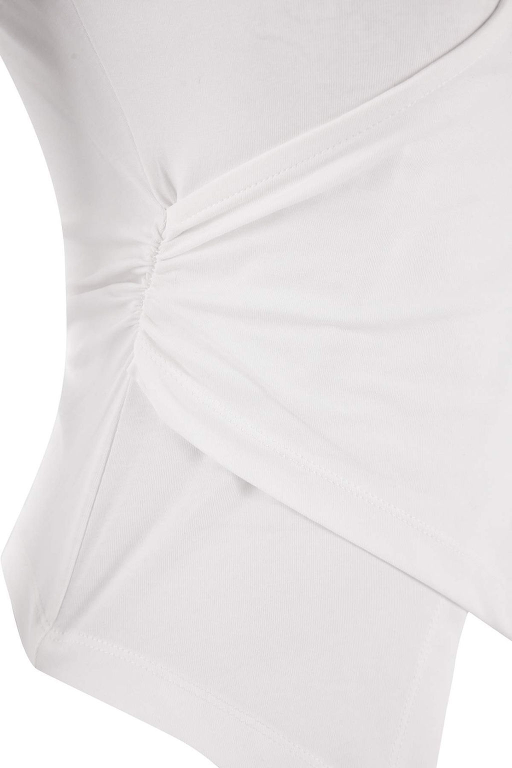 Ekru Fitted/Vucuda Oturan Kolsuz Pamuklu Esnek Orme Bluz TWOSS26BZ00081