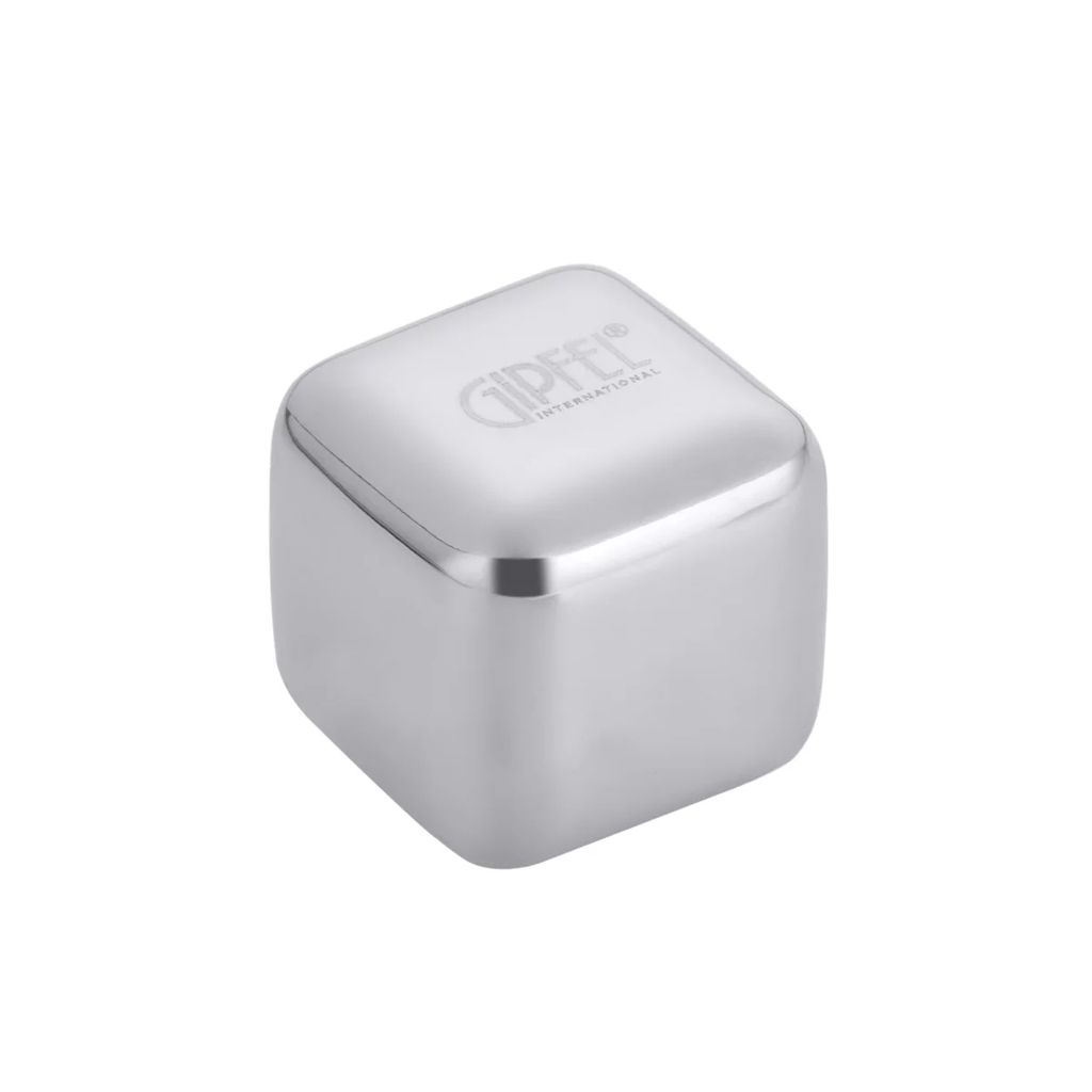 51008 GIPFEL Набор из 6 стальных кубиков 26x26х26мм для охлаждения напитков в вельветовом чехлом. Материал: нерж.сталь 18/10  фото 2