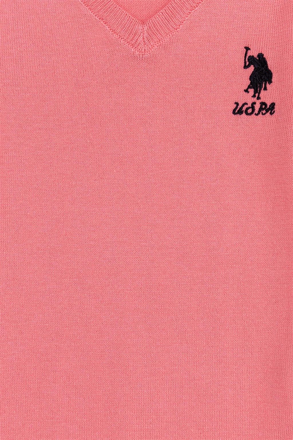 Девушка Светло-розовый с V-образным вырезом Трикотажный свитер Basic - U.s. polo assn фото 3