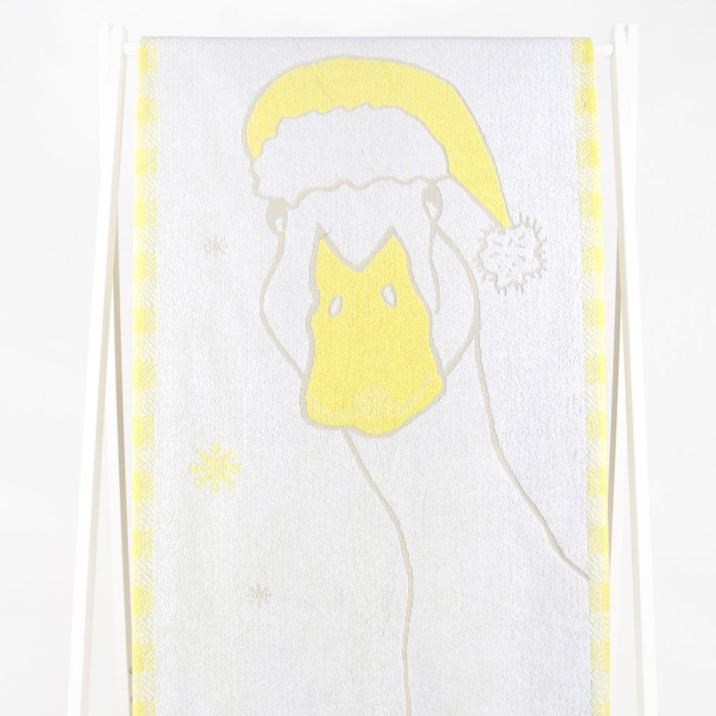 6с102.411ж1 Гусь (лимонно-серый) Полотенце махровое 67х150см