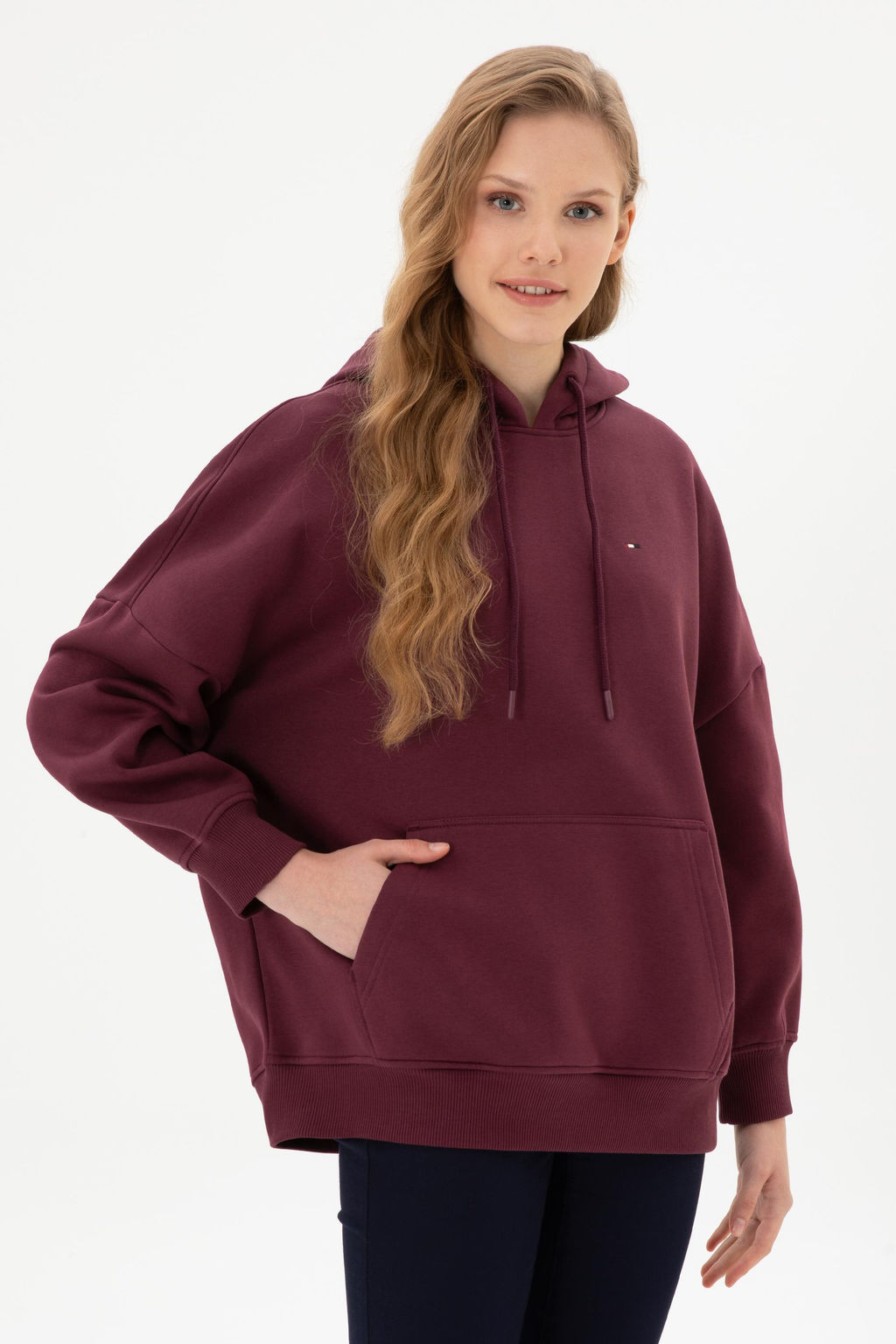 Kad_n Bordo Basic Sweatshirt Sepette S_rpriz _ndirim - U.s. polo assn фото 3