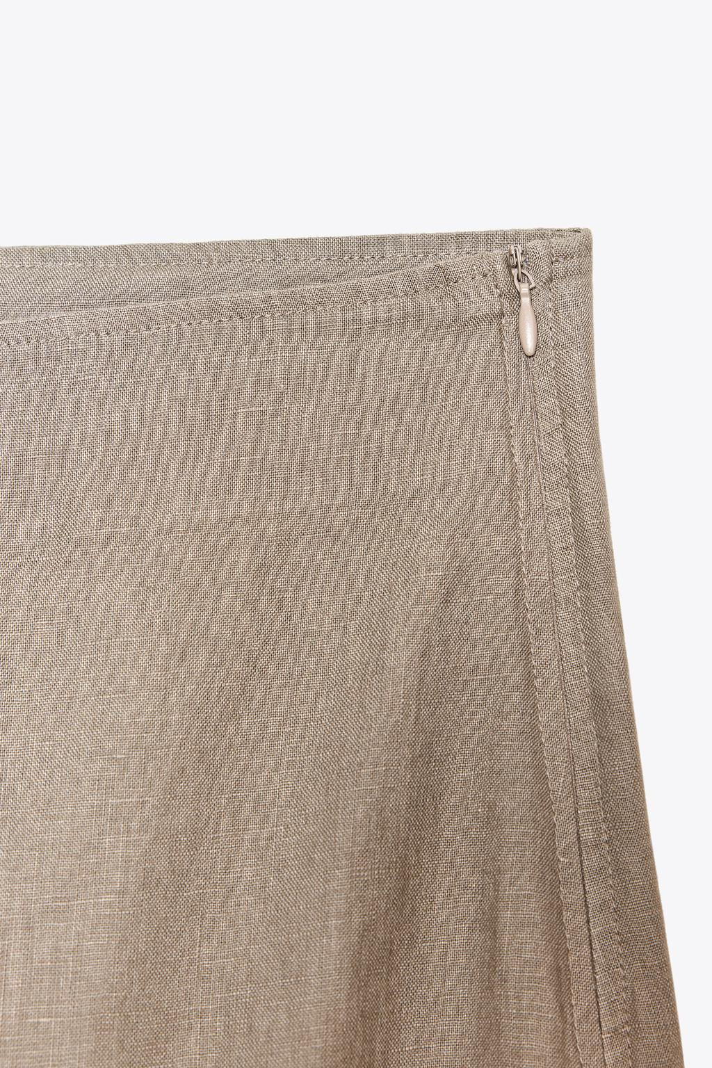 ZW COLLECTION 100% LINEN MIDI SKIRT - Zara фото 4