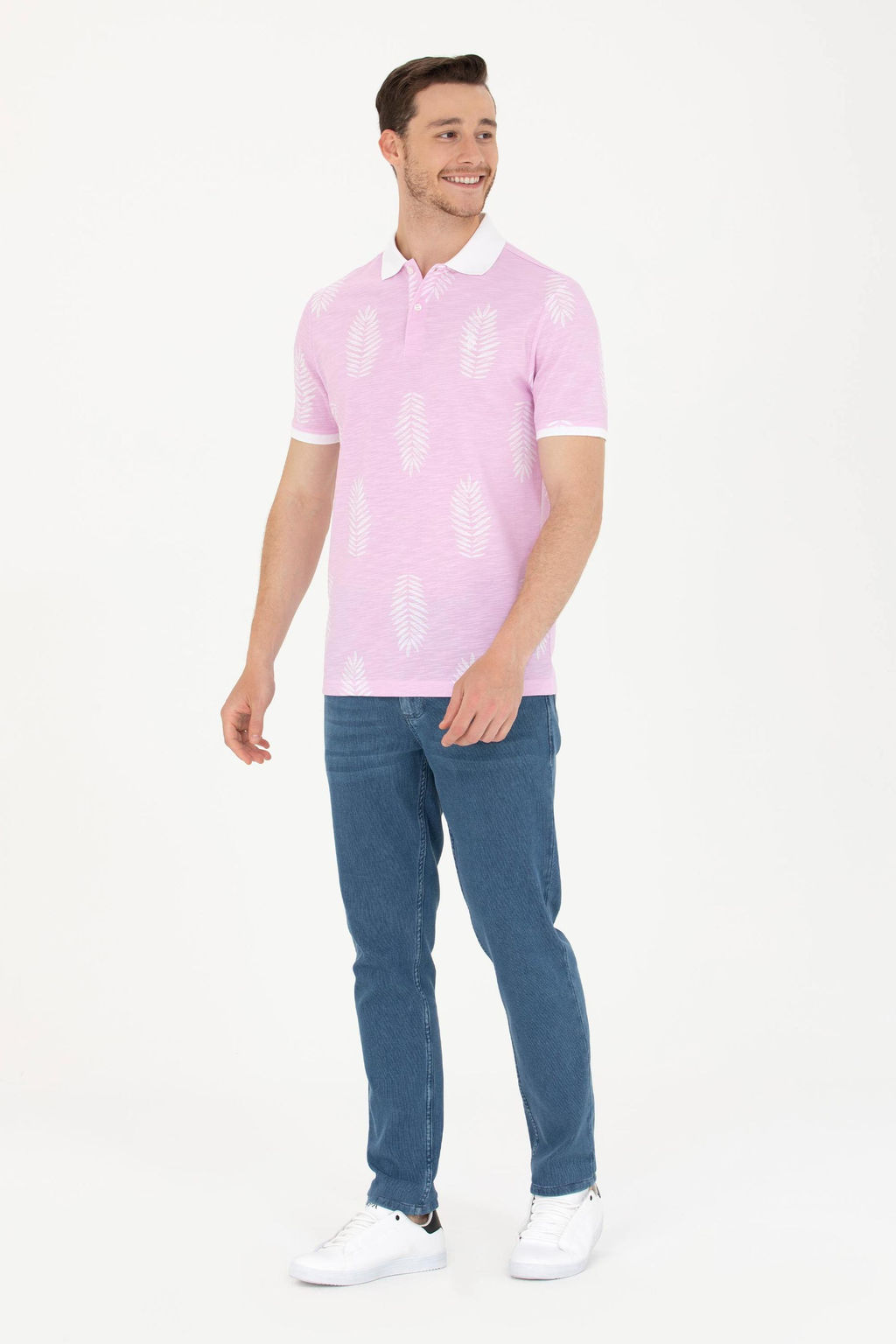 U. S. Polo Assn Мужская розовая футболка с воротником-поло - U.s. polo assn фото 4