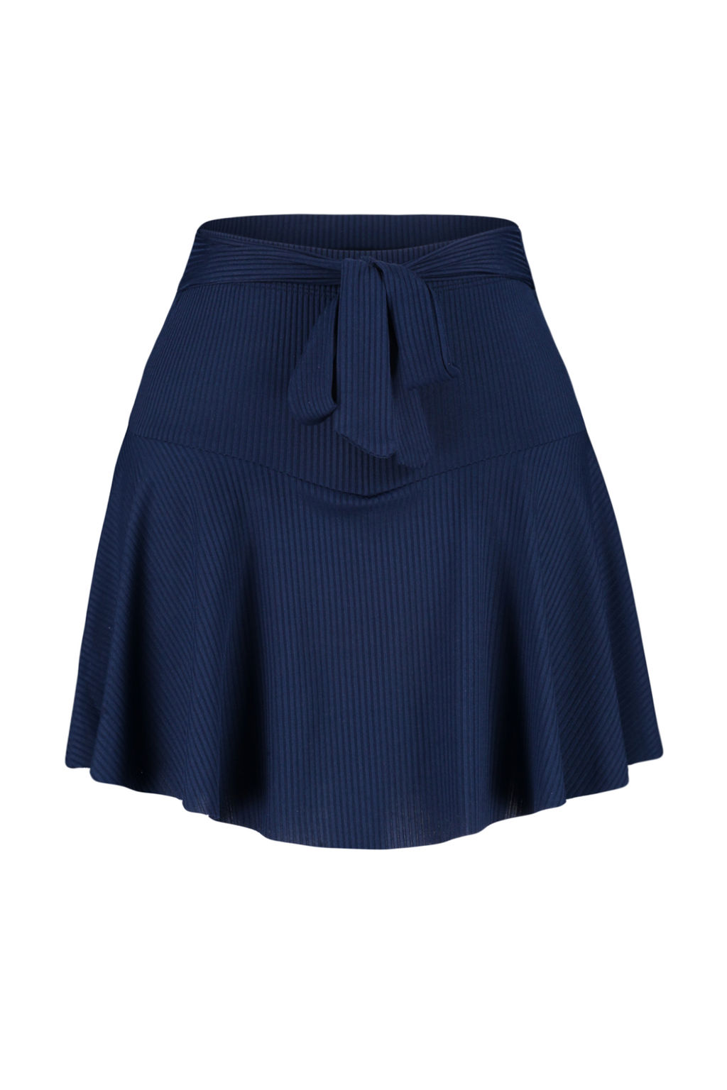 Lacivert Duz Yuksek Bel Mini Orme Sort Etek TWOSS21SR0621