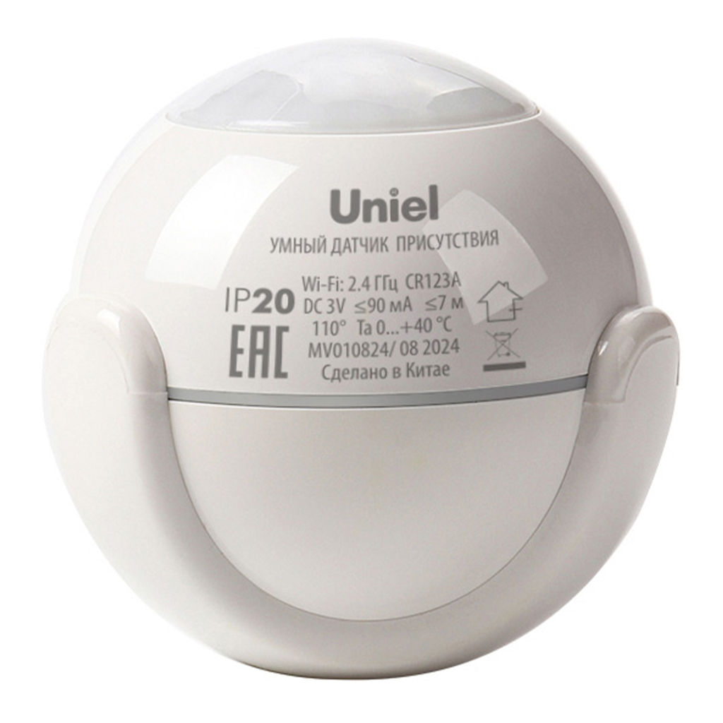 USN-A530 MS/WF WHITE Умный датчик присутствия Wi-Fi, на батарейке CR123A (н/к). 7м. 110. Световое+PUSH оповещение. Накладной. Белый. Приложение UnielSmart. TM Uniel - Volpe фото 2