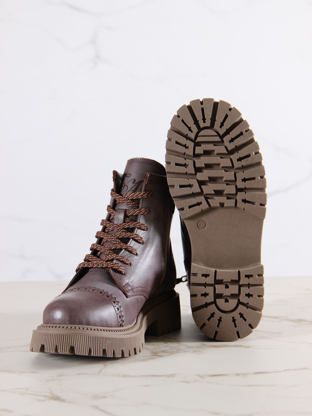 Ботинки 319.taskanaka.Вакса коричневая/шерсть