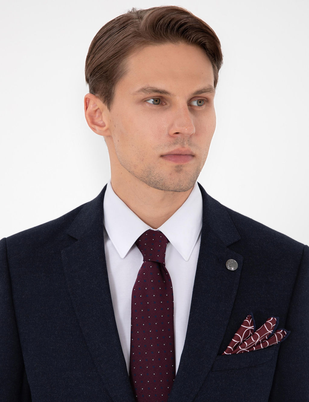 Lacivert Slim Fit Tak_m Elbise