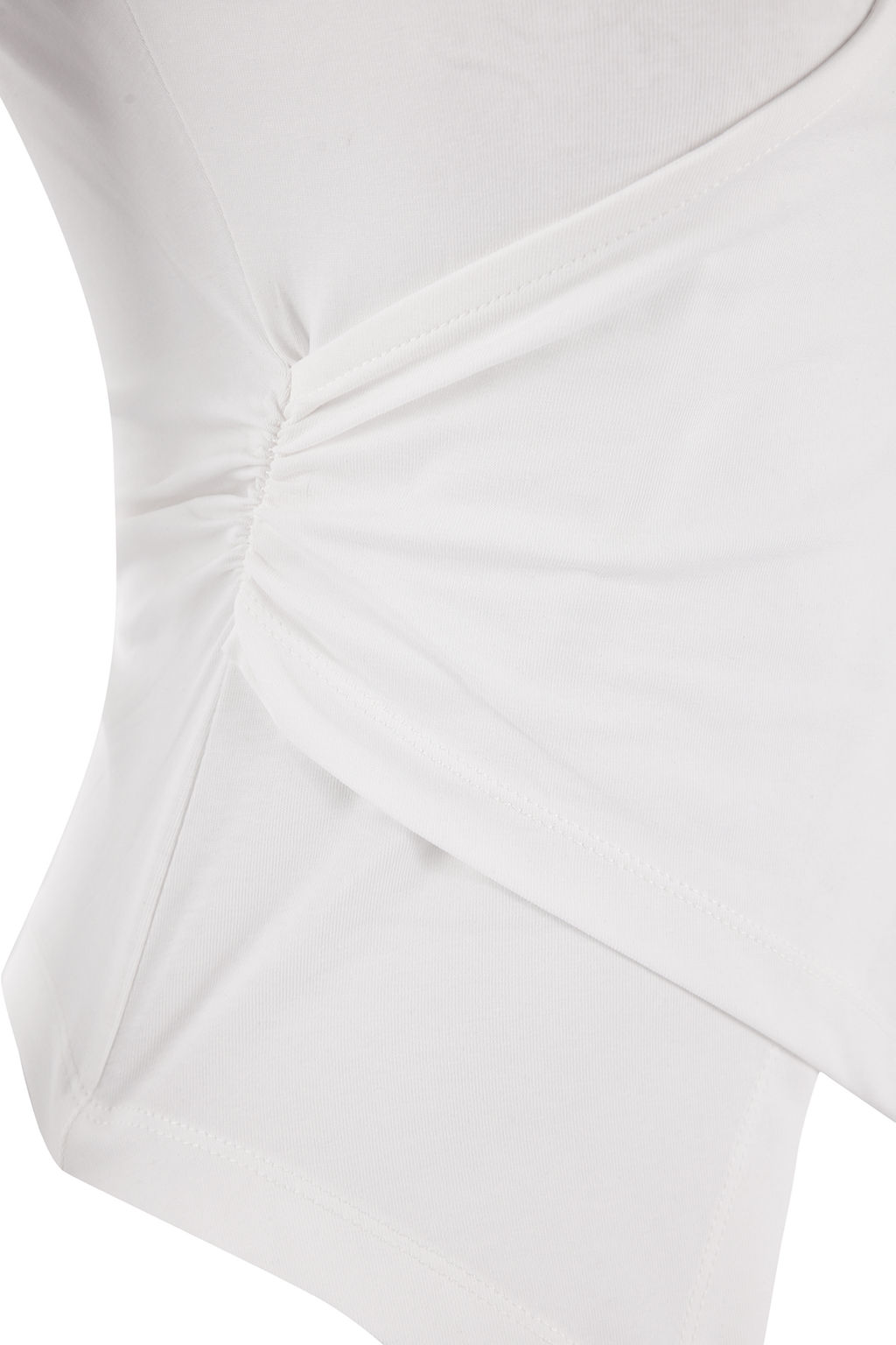 Ekru Fitted/Vucuda Oturan Kolsuz Asimetrik Pamuklu Esnek Orme Bluz TWOSS26BZ00081