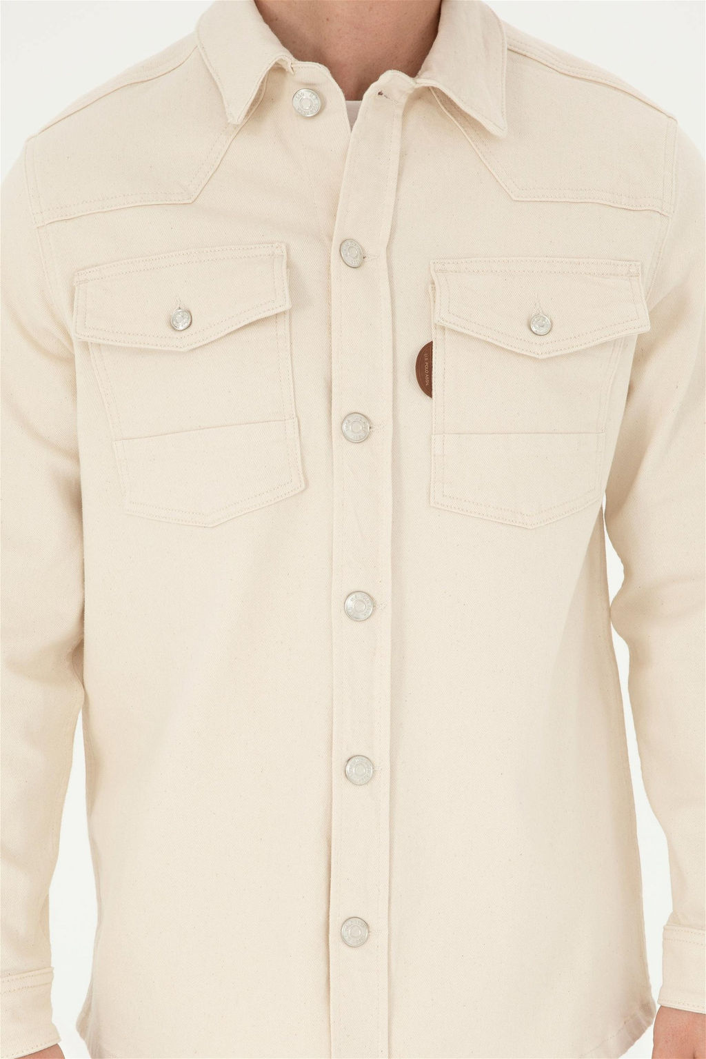 U. S. Polo Assn / Мужская бежевая джинсовая рубашка - U.s. polo assn фото 6