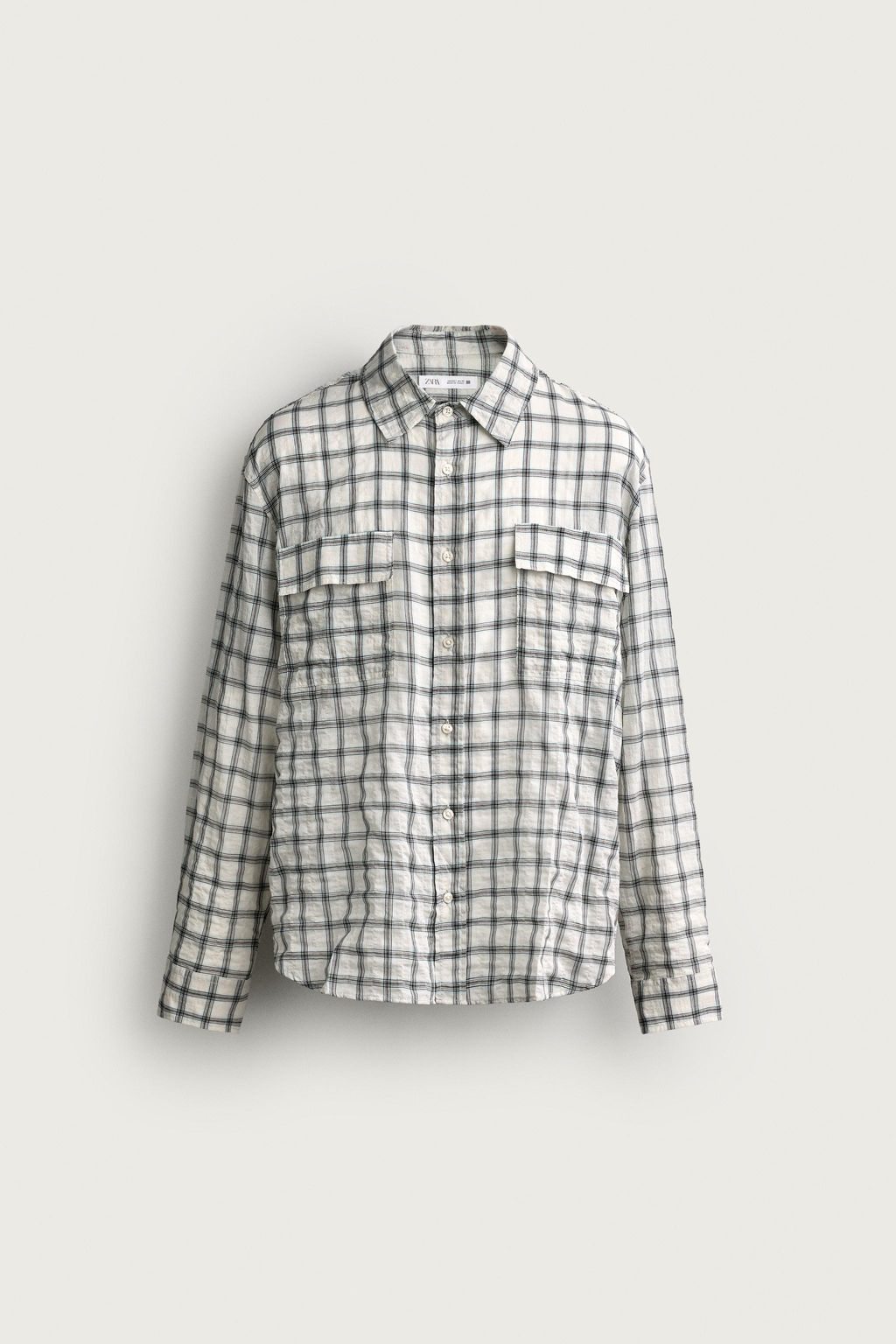 CAMISA RELAXED FIT CUADROS TEXTURA / Blanco roto - Zara фото 7