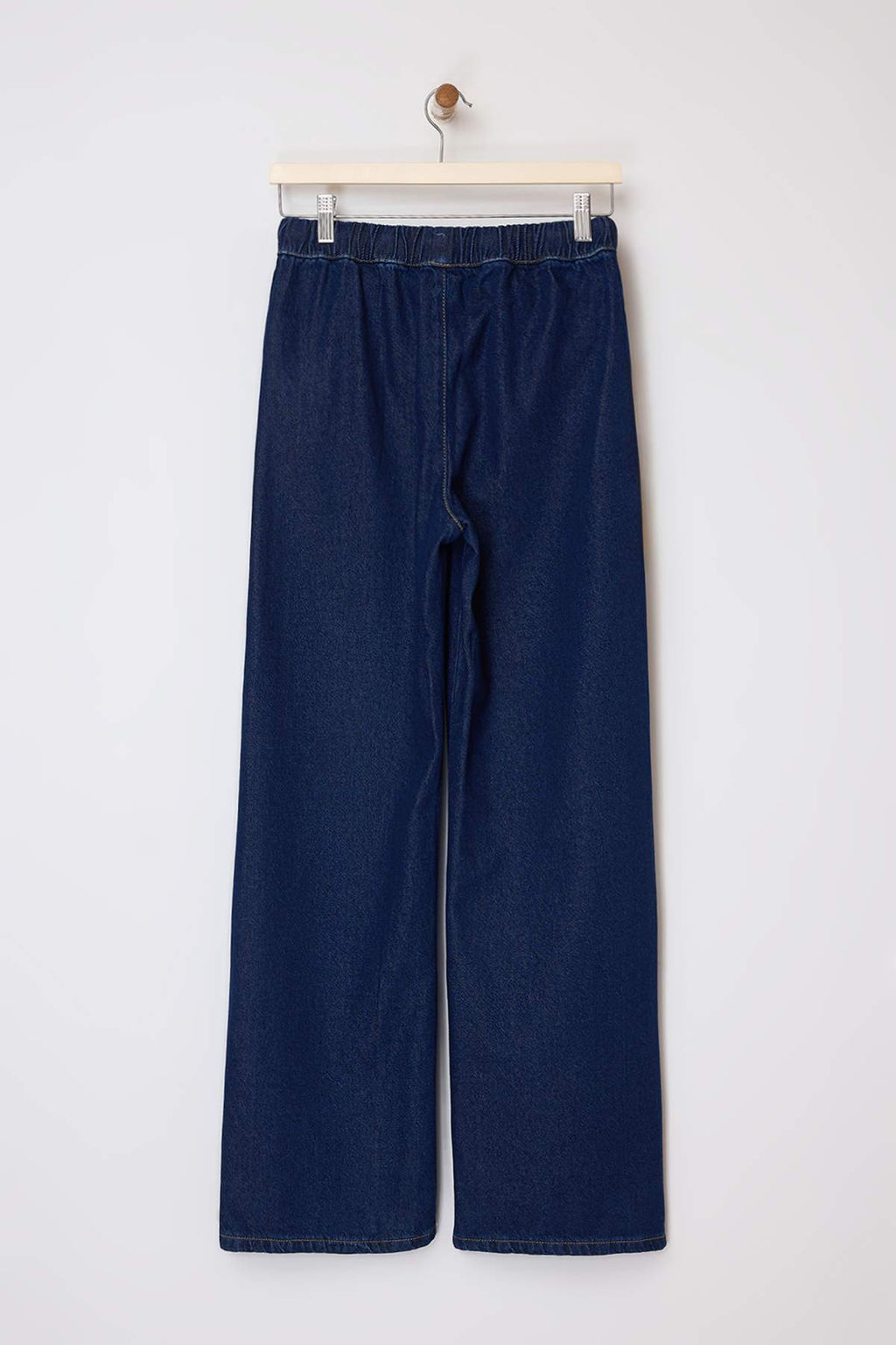 Koyu Mavi Beli Lastikli Yuksek Bel Tencel Kar?s?ml? Wide Leg Jeans TWOSS26JE00040