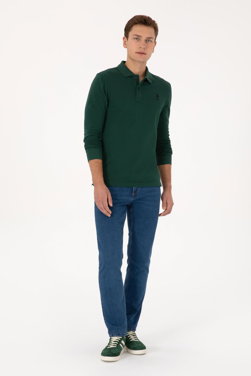 Erkek Slim Fit Polo Yaka Koyu Ye_il Basic Sweatshirt - U.s. polo assn фото 11