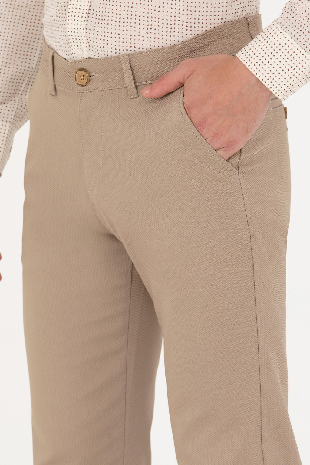 Erkek Slim Fit Koyu Bej Kanvas / Chino Pantolon