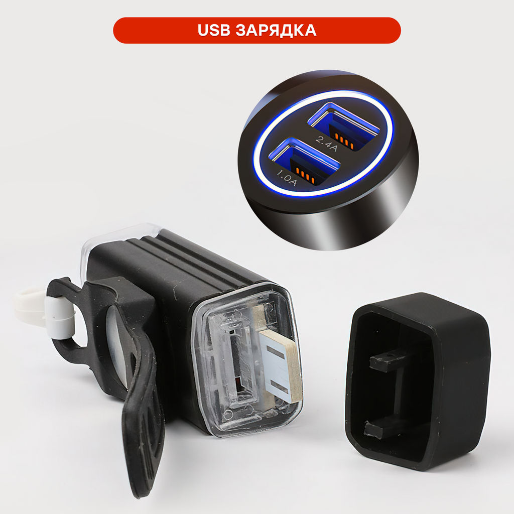 Фонарь передний COMIRON FR18 корпус: алюминий +ABS свет CREE XPG LED 350m; аккум: 3.7V 2000 mAh USB влагозащищённый, индикация заряда /уп 120/ - ГалеонТрейд фото 12