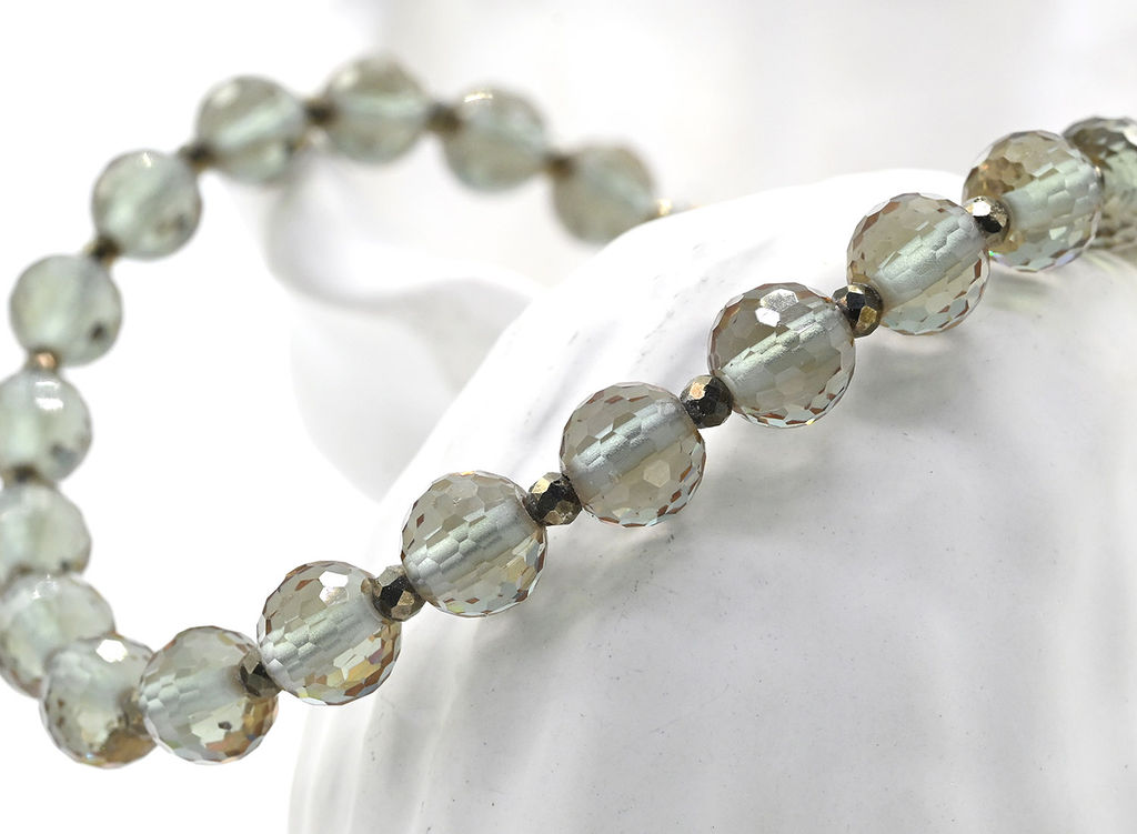 Браслет с султанитом шарик с гранями 5мм, 19см, 9,9г