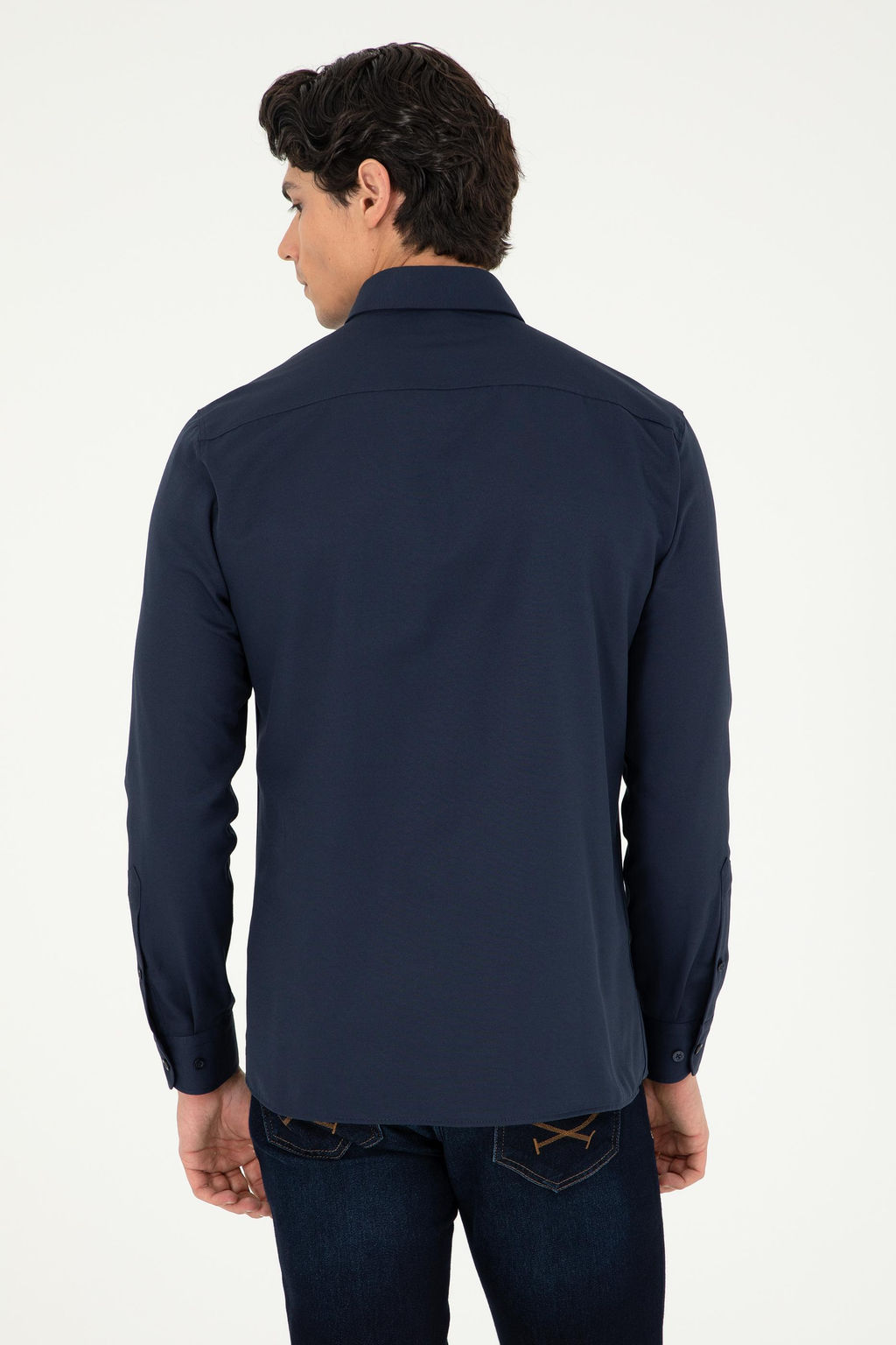 Мужская темно-синяя базовая рубашка с длинным рукавом Неожиданная скидка в корзине - U.s. polo assn фото 5