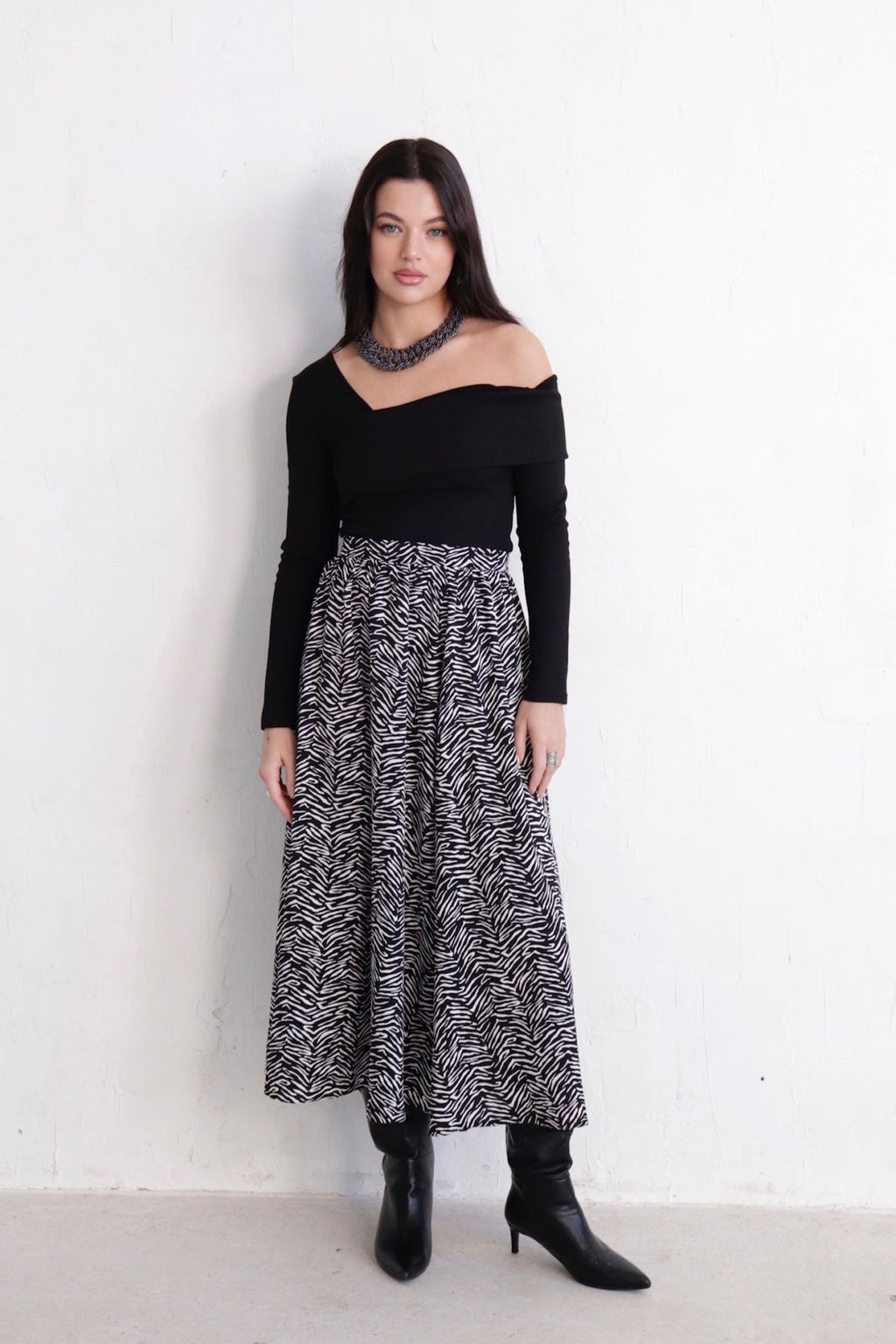 11314 Юбка А-силуэта чёрно-белая - Martichelli фото 23