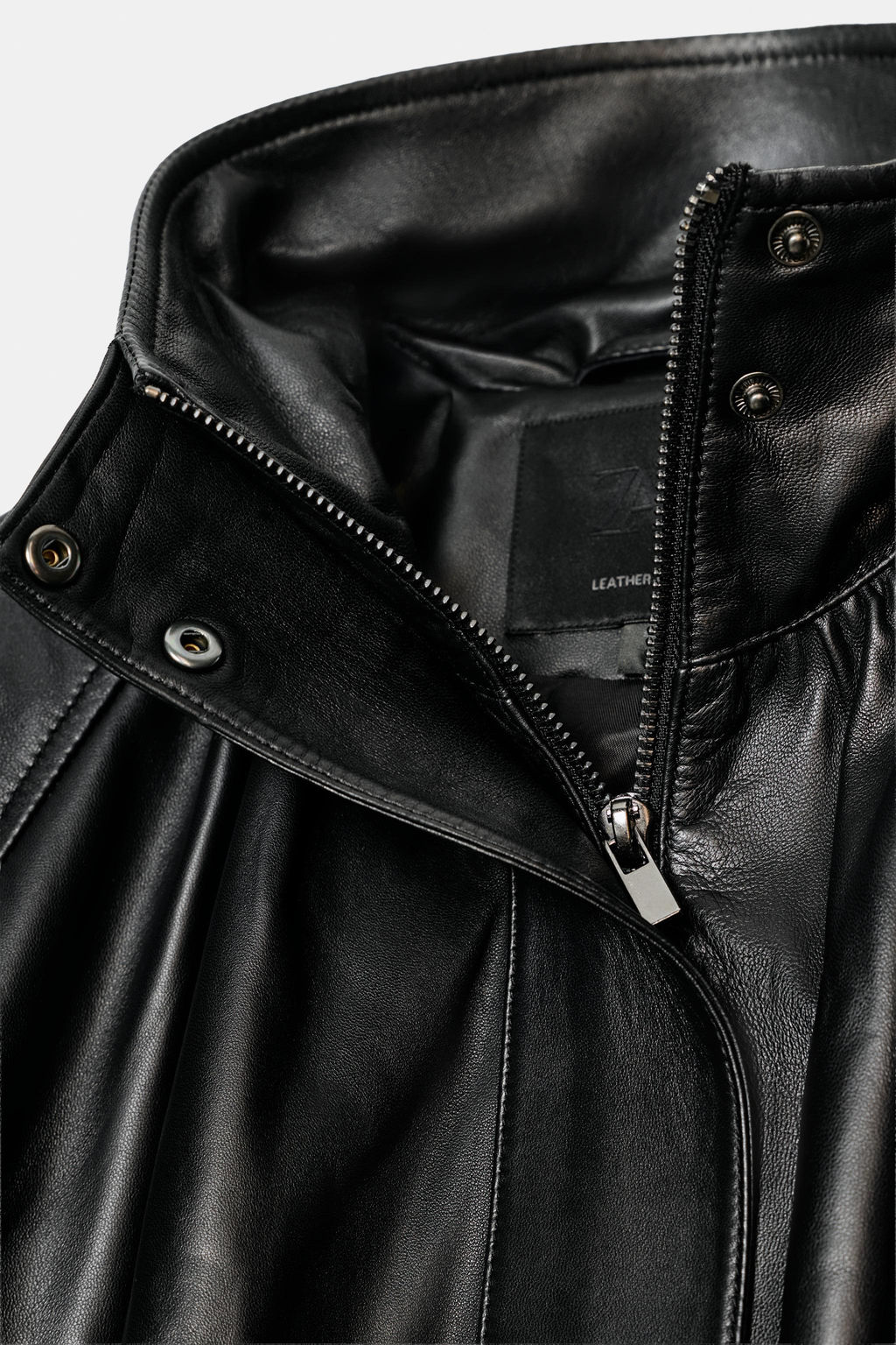 100% LEATHER JACKET ZW COLLECTION LIMITED EDITION - Zara фото 7