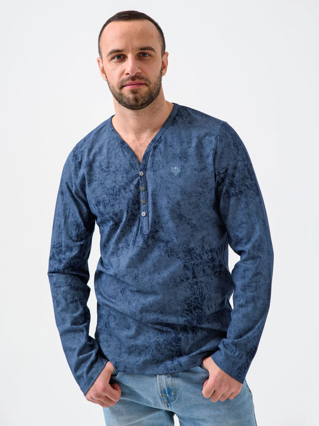 Лонгслив эффект варенки 100% ХЛОПОК- Путешествие - Оптима фото 2