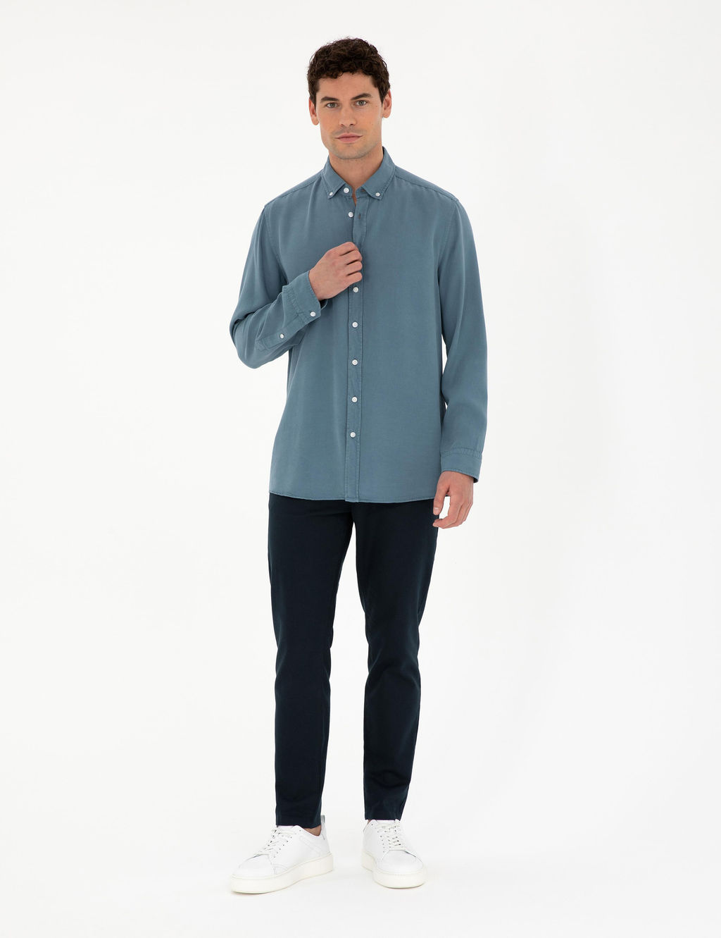 Рубашка Pierre Cardin Regular Fit темно-синяя с длинным рукавом