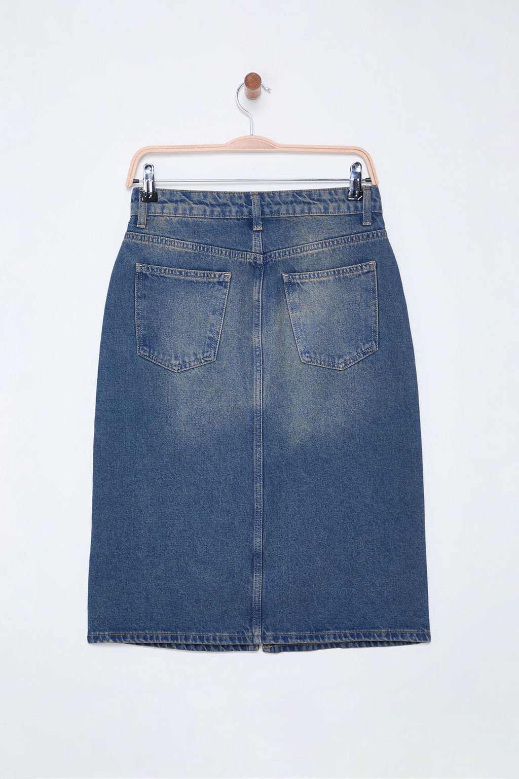 TRENDYOLMILLA Mavi Y?rtmacl? Midi Denim Etek TWOSS25ET00022  фото 9