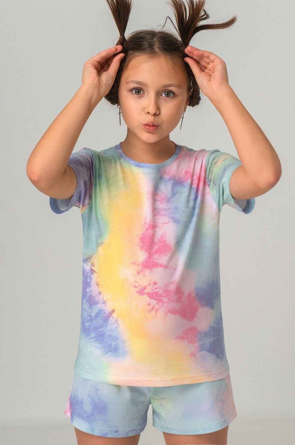 Хлопковая пижама для девочки с шортами Happyfox