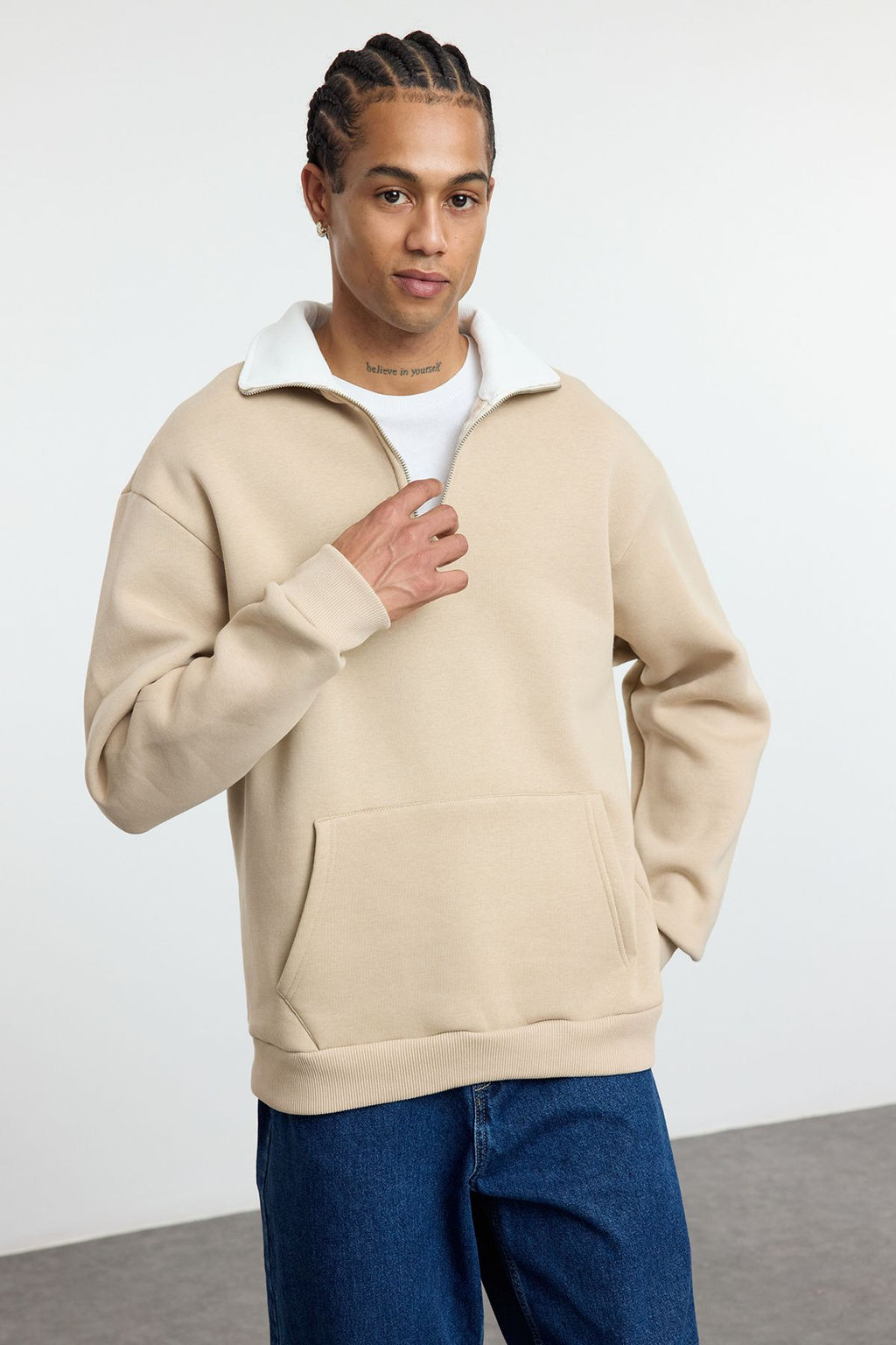 TRENDYOL MAN Lacivert Oversize/Genis Kesim Dik Yaka Fermuarl? Ici Polarl?/S?cak Tutan Sweatshirt TMNAW25SW00081 - Trendyolmilla фото 33