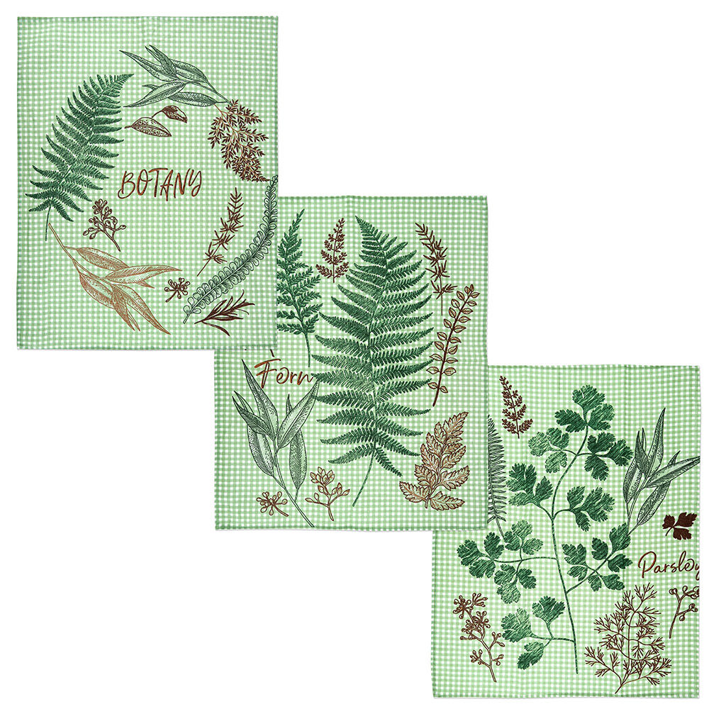 Салфетка хозяйственная 50х60см Ботаника, набор 3шт, рогожка, хлопок 100%, плотность 171г/м2, на картоне, Домашняя мода (Россия)