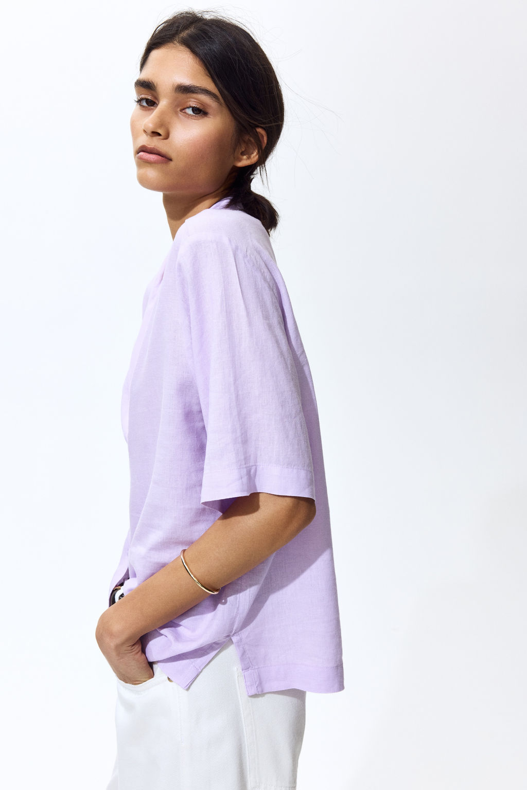 Camisa resort en mezcla de lino - H&m фото 3