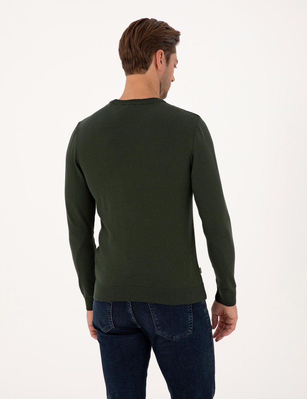 Koyu Haki Slim Fit Bisiklet Yaka Basic Triko Kazak - Pierre cardin фото 5