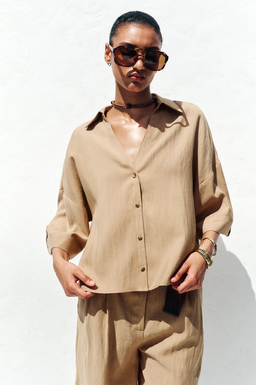 WIDE SHORT SLEEVE SHIRT - Zara фото 2