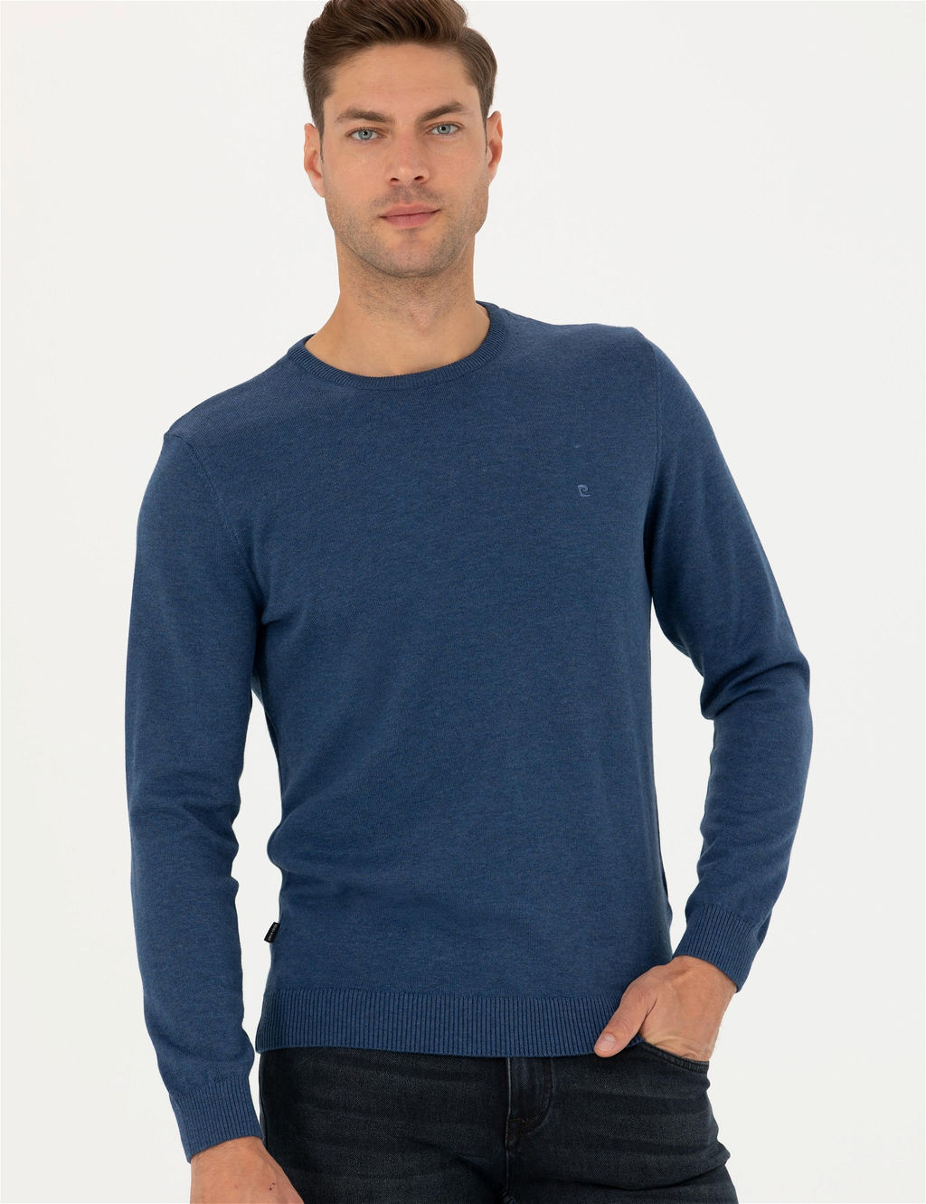 _ndigo Melanj Slim Fit Bisiklet Yaka Basic Triko Kazak